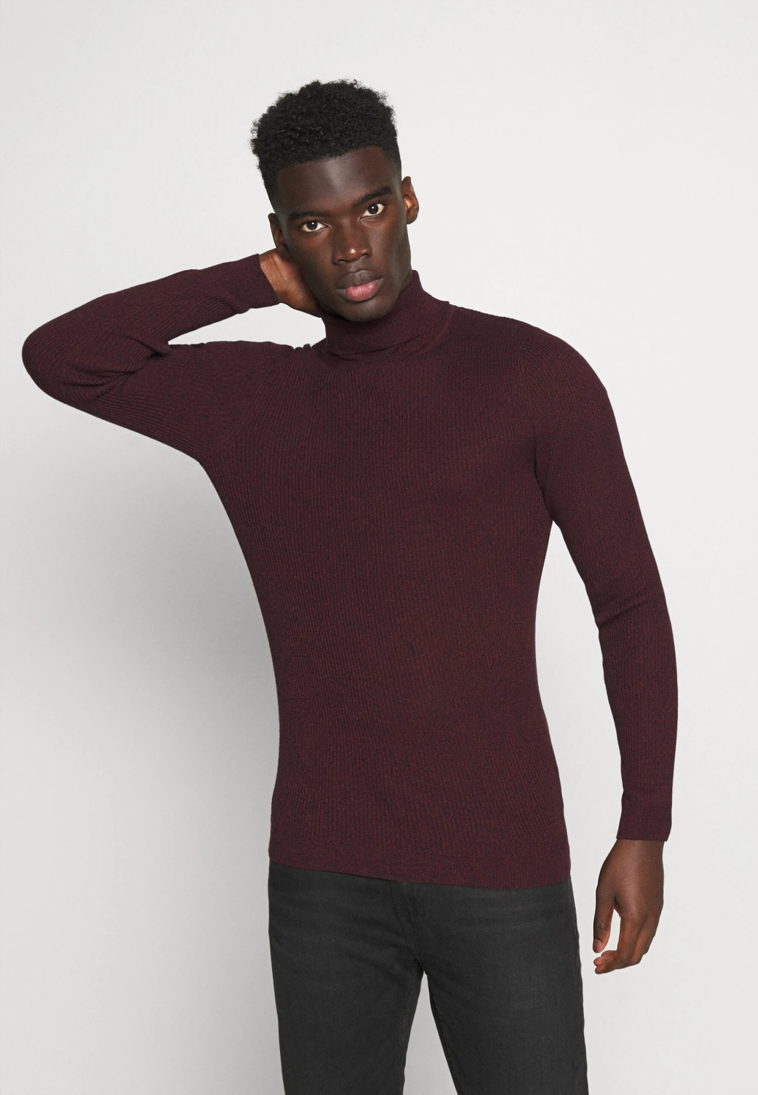 Pier One Muscle Fit Turtle - Jumper - Mottled Bordeaux