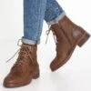 Anna Field Winter Boot - Lace-Up Ankle Boots - Coffee
