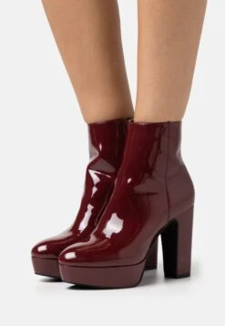 Anna Field High Heeled Ankle Boots - Dark Red