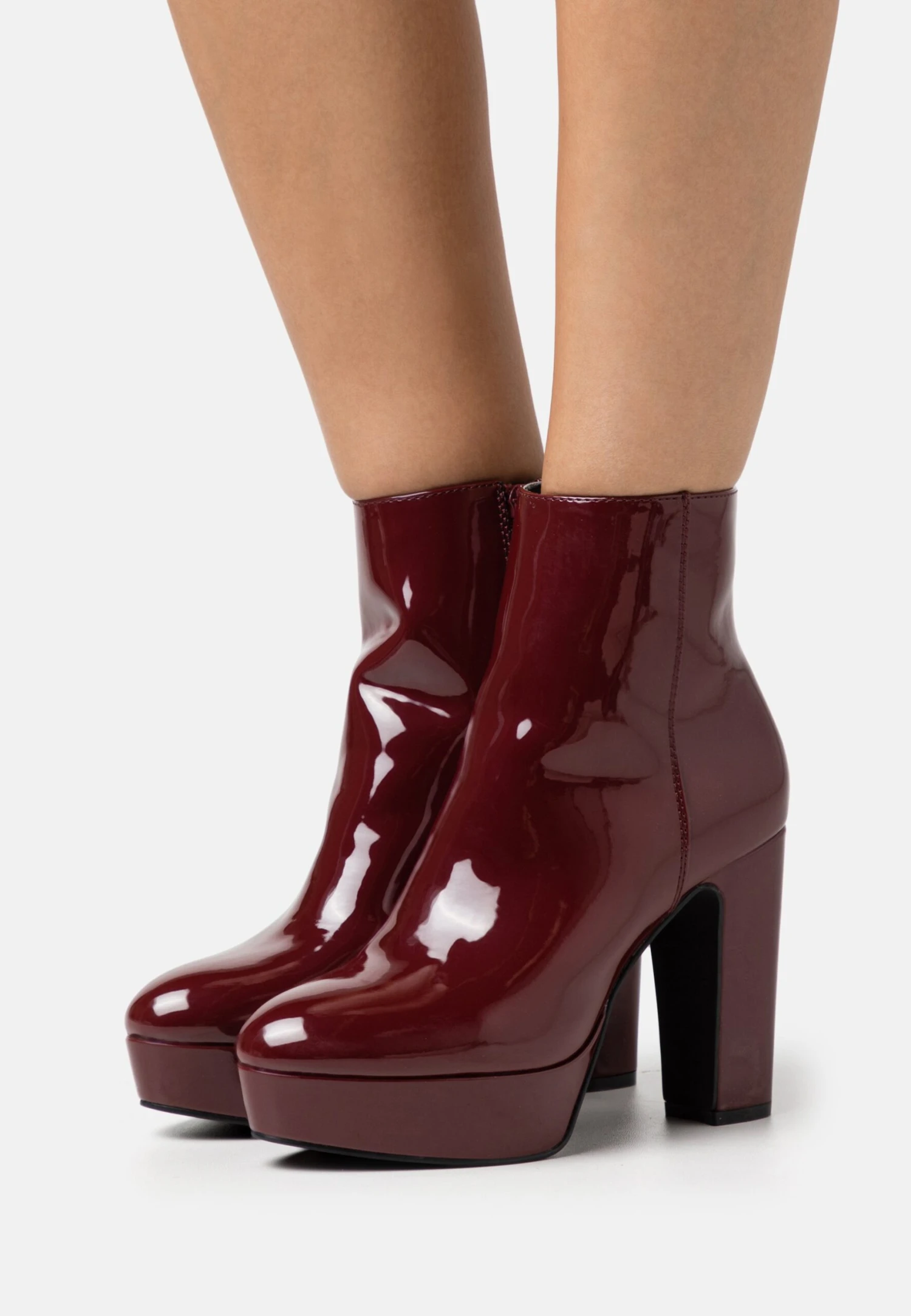 Anna Field High Heeled Ankle Boots - Dark Red