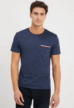 Pier One Basic T-Shirt - Mottled Dark Blue