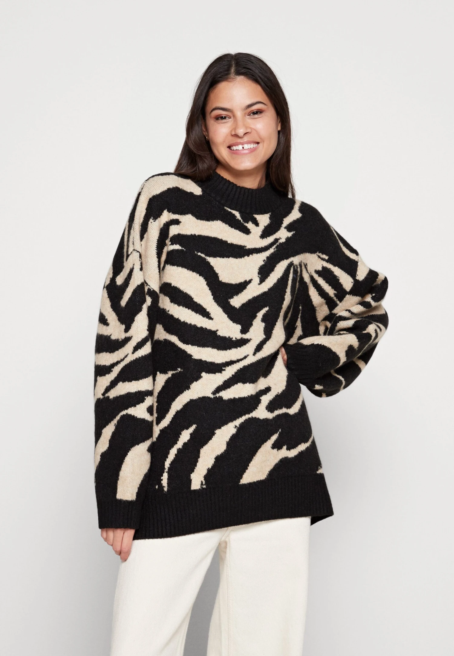 Monki Jumper - Black Dark/Beige