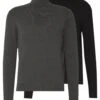 Pier One 2 Pack - Basic Turtleneck - Jumper - Black/Mottled Dark Grey