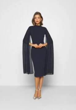 Wal G Cape Sleeve Dress - Cocktail Dress / Party Dress - Navy Blue