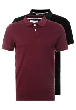 Pier One 2 Pack - Polo Shirt - Bordeaux/Black