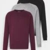 Pier One 3 Pack - Sweatshirt - Bordeaux/Black/Grey