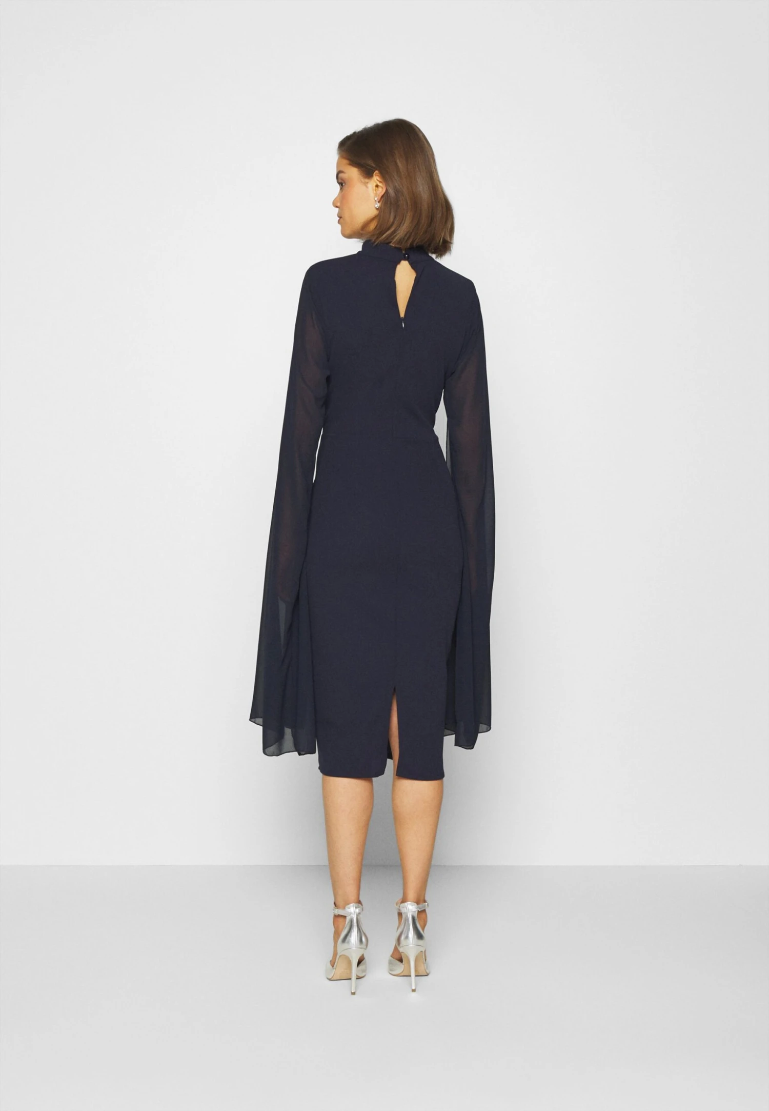 Wal G Cape Sleeve Dress - Cocktail Dress / Party Dress - Navy Blue - Image 3