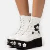 KOI FOOTWEAR Silent Screams Platform Boots - Platform Ankle Boots - White