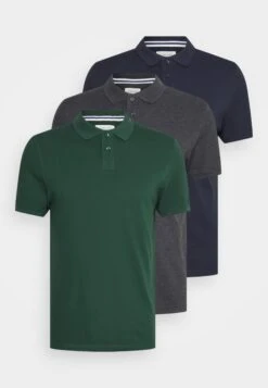 Pier One 3 Pack - Polo Shirt - Grün/Dunkelgrau/Blau