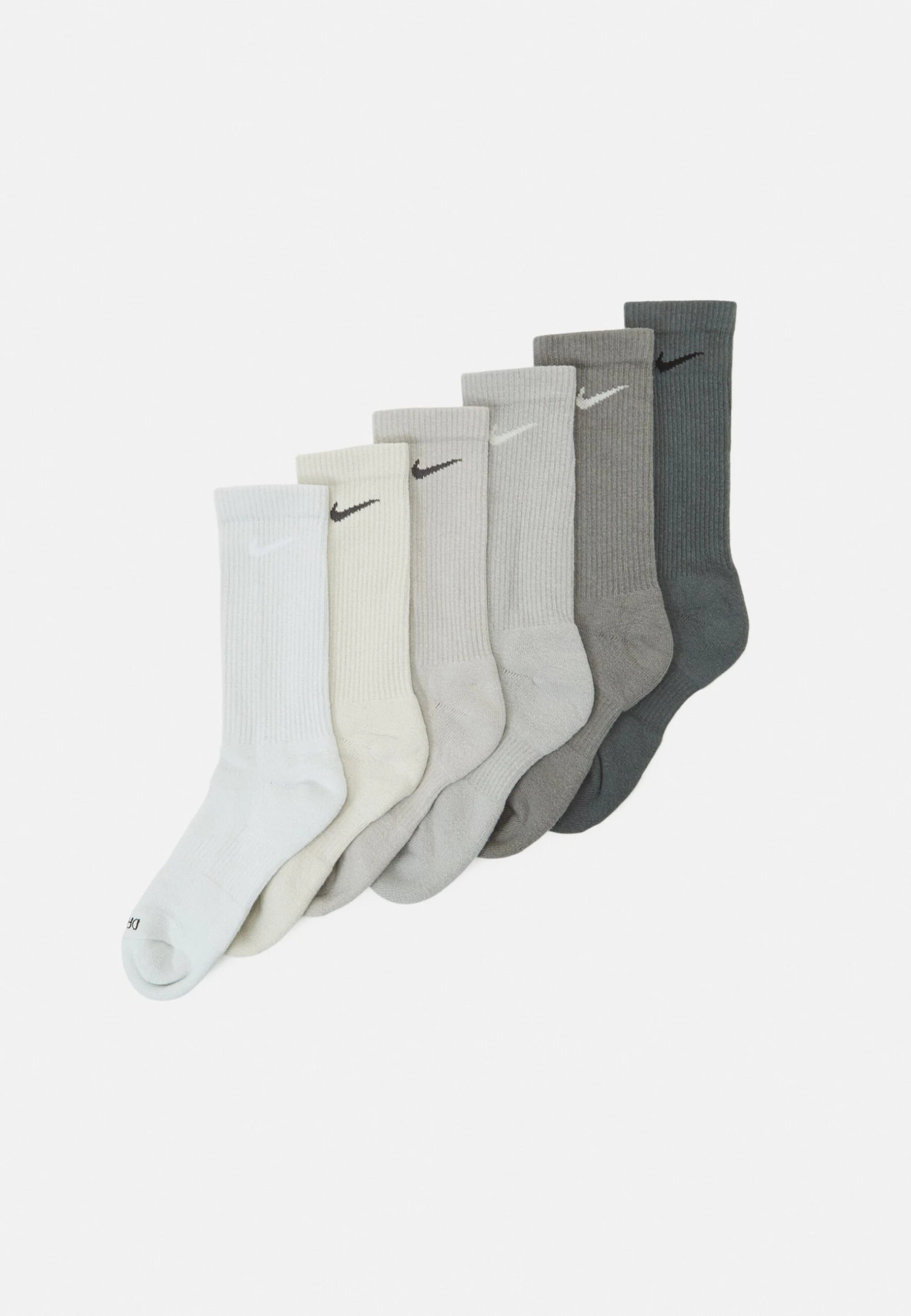 Nike Performance Everyday Plus Cush Crew Unisex 6 Pack - Sports Socks - Iron Grey/Flat Pewter/Light Iron Ore/Light Smoke Grey/Light Bone/Photon Dust
